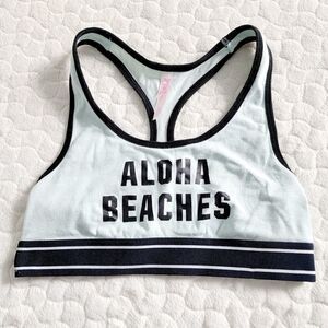 Victoria's Secret Pink Aloha Beaches sports bra lounge small light blue